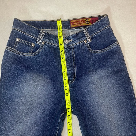LAW MAN Women’s Blue Denim Jeans Flare Studded Waist Size 5 Stretch - Picture 6 of 13